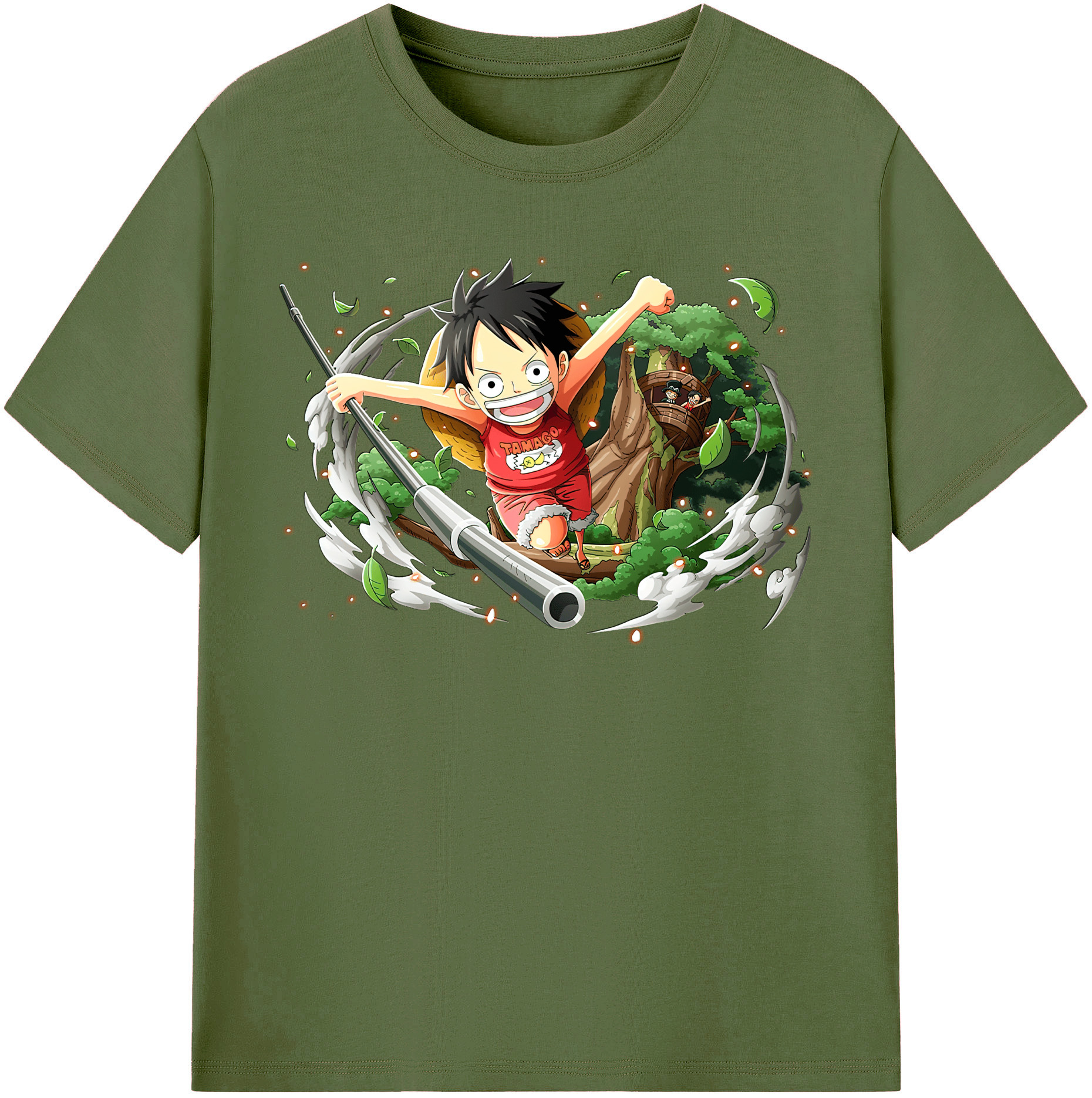 ワンピース モンキー・D・ルフィ ONE PIECE Monkey D. Luffy 綿100％半袖Tシャツ（フロントプリント）